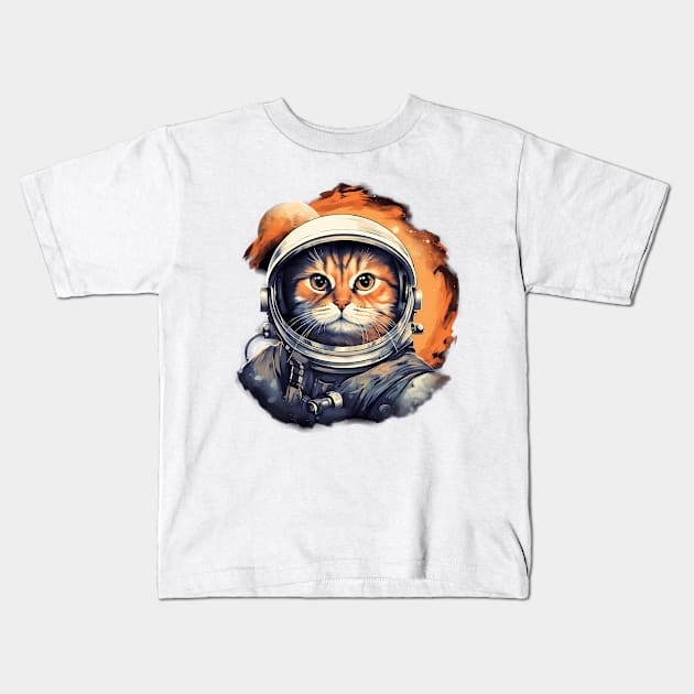 Astronaut Space Cat Kids T-Shirt by Purrestrialco